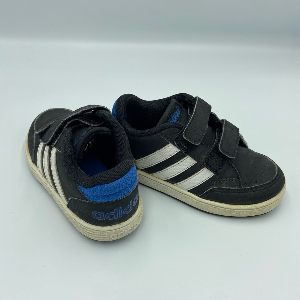Adidas Black and Blue Sneakers with Velcro Straps Little Boy’s Sz 8